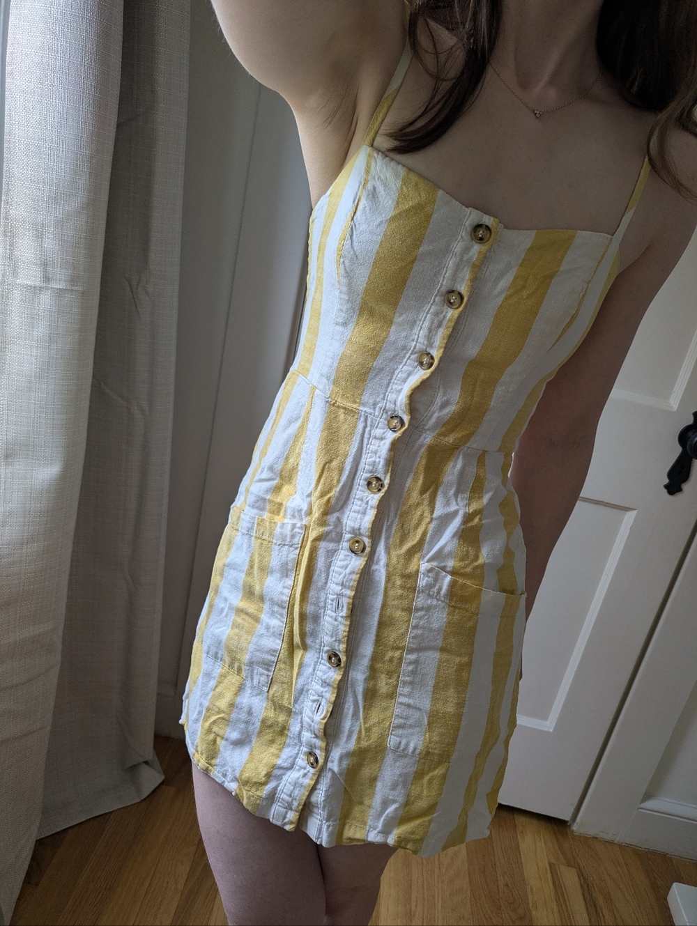 White And Yellow Stripe Sundress 100% Cotton